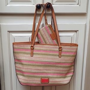 Nine West Pink, Green, Cream w/tan Trim & Matching Mini 👛